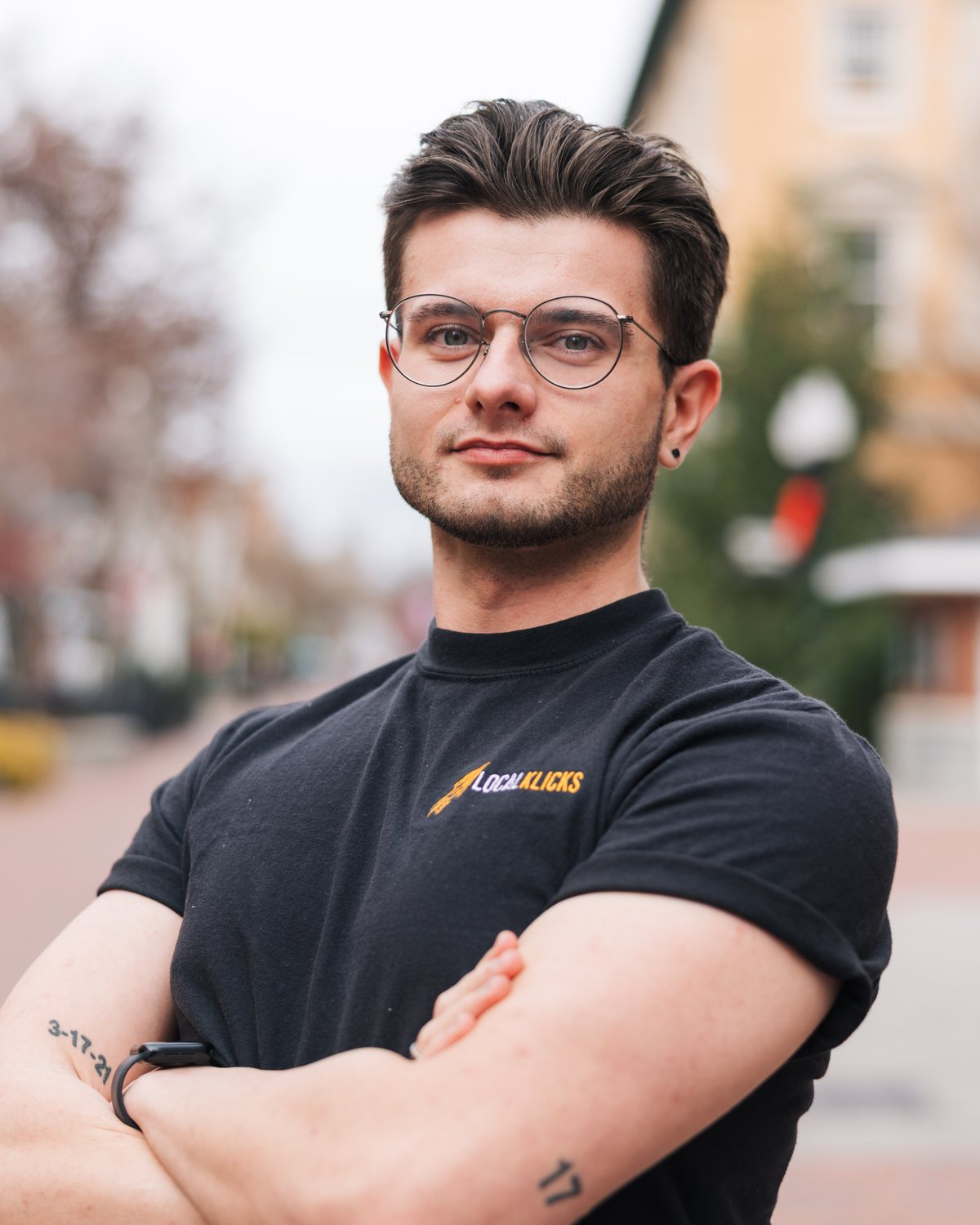 Zackary Michael, entrepreneur, investor and writer, on the walking mall in downtown Winchester, Virginia